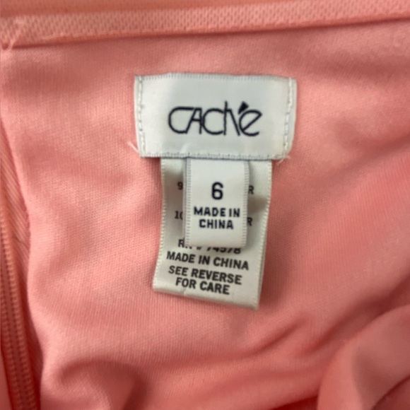 Cache Elegant Rhinestone Embellished Coral Pink Evening Gown (flawed) - Picture 4 of 16